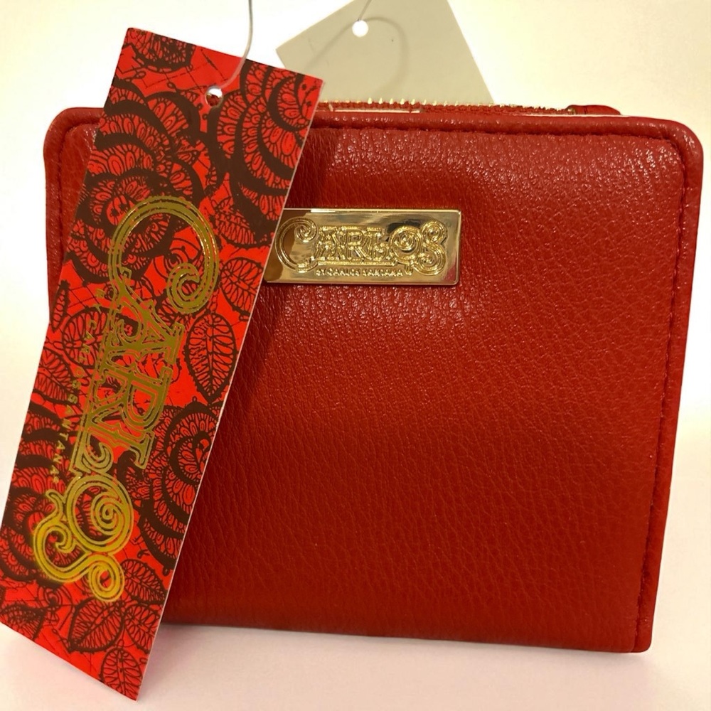 NWT Carlos Santana Vibrant Red Wallet with Gold Detail